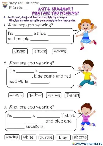 1st G. Unit 6. Grammar 1. Practice activity