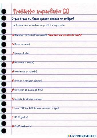 Pretérito imperfeito(2)