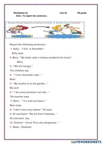 Reported speech worksheet