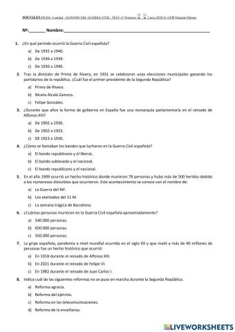 Test sobre la historia contemporánea