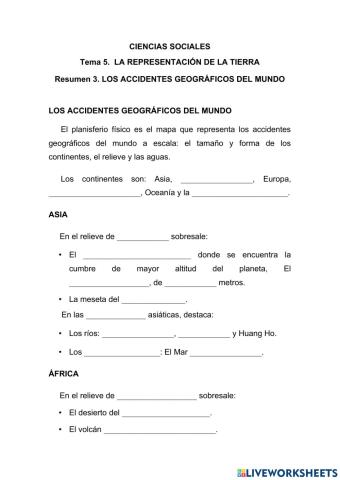 Los accidentes geográficos del mundo