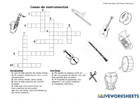 Crucigrama instrumentos