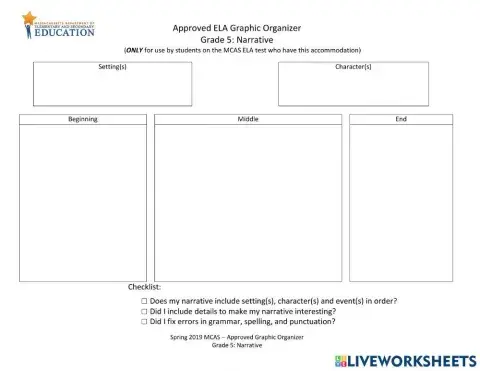 MCAS Graphic Organizer Grade 5 Narrative
