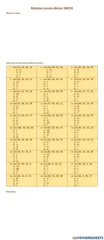 Máximo común divisor (MCD)