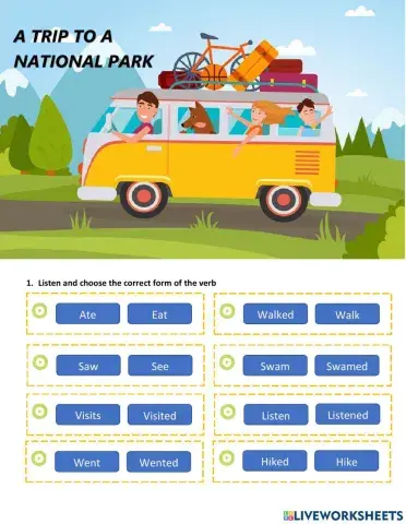 A trip to a national park. Simple past tense