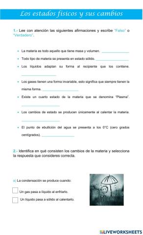 Los estados físicos y sus cambios