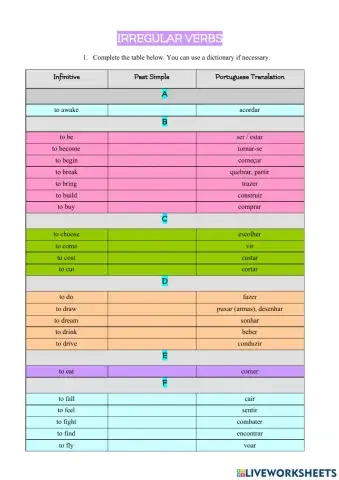 Irregular Verbs - Simple Past