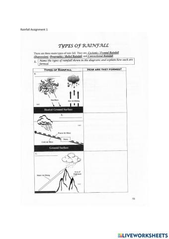 Types of Rainfall and The Water Cycle