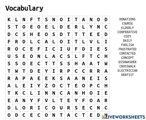 Vocabulary word search (APRIL 16th)