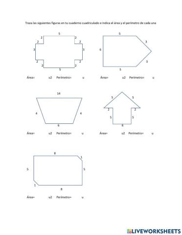 Perímetro y área de figuras irregulares