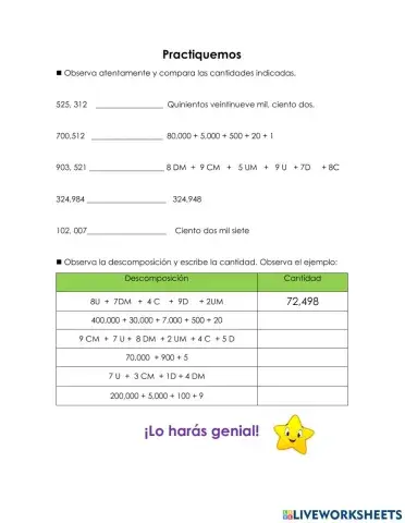 Comparación de cantidades hasta CM