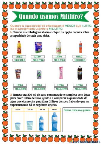 Quando usamos mililitro