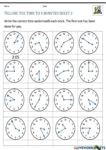 Telling time minutes after the hour
