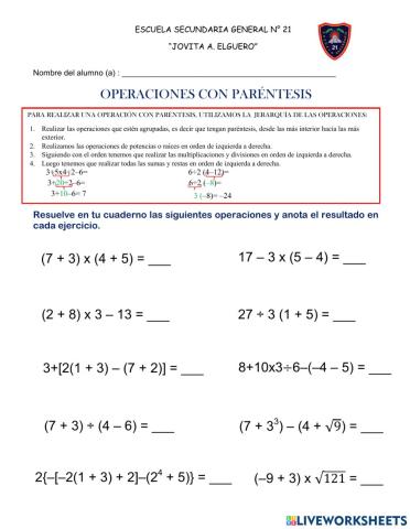 Operaciones con paréntesis