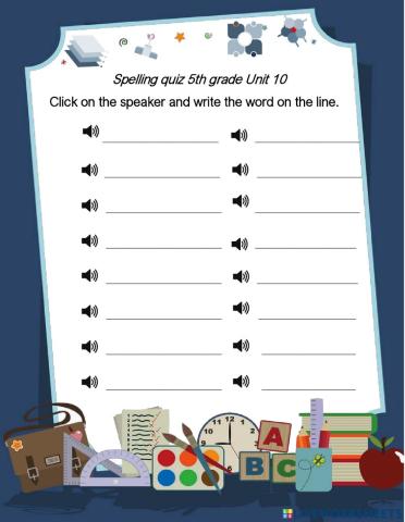 Spelling quiz 5th grade unit 11