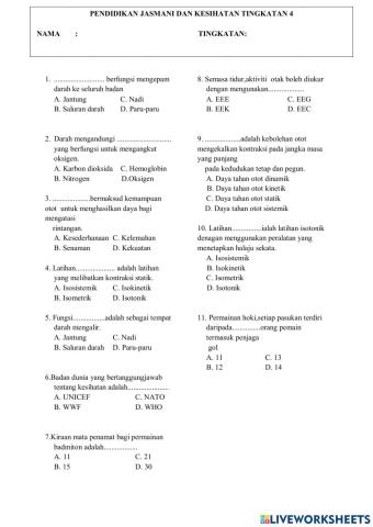 Kuiz  PJPK Tingkatan 4