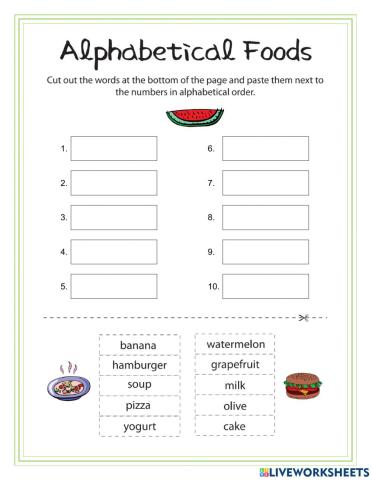 Alphabetize foods