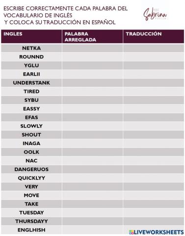 Vocabulary adjects-verbs 10mo caap tchsabry