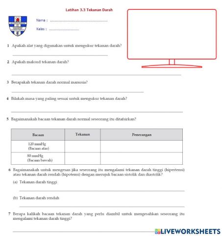 Latihan Teknik Ukur Kesihatan Badan -Tekanan darah