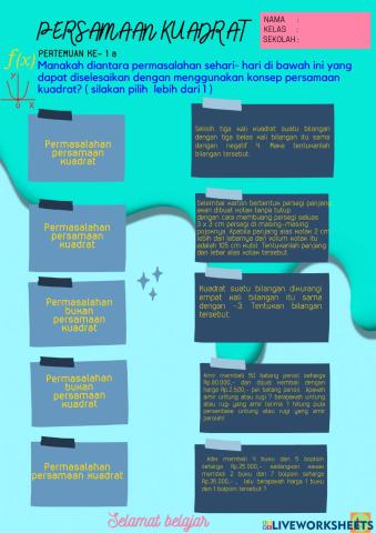 Persamaan kuadrat kelas ix pertemuan  1a