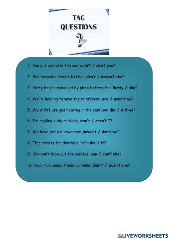 Tag questions II