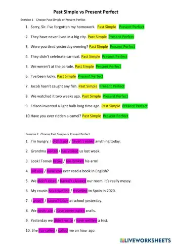 Past Simple vs Present Perfect