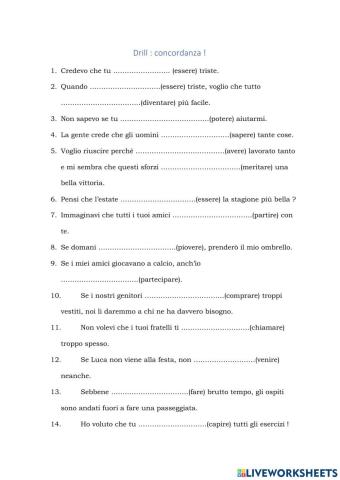 Concordanza : congiuntivo