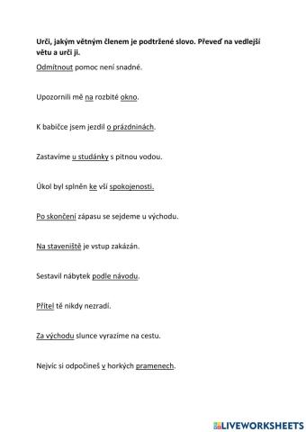 Převádění jednoduchých větných členů 2