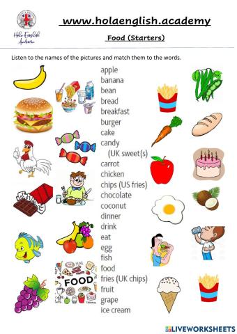 Food Vocab A1 Starters