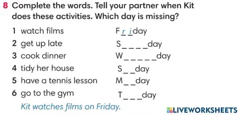 Days of the week GG1 6.3