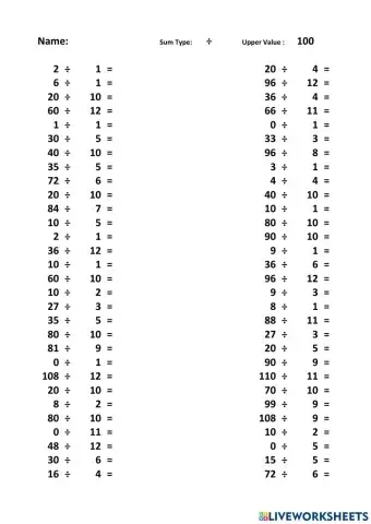 Division No Remainders