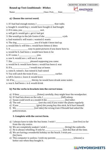 Conditionals Wishes Unreal Past