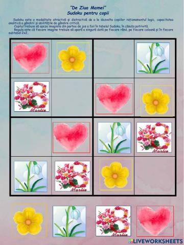 De Ziua Mamei-Sudoku pentru copii