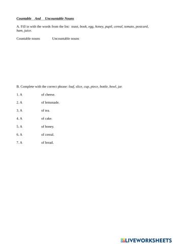 Countable and uncountable nouns