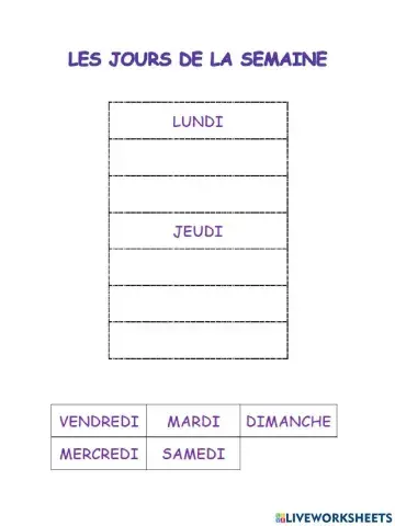 Les jour de la semaine