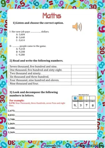 Cardinal Numbers 1- 9,999