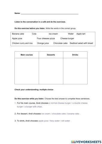 Ordering food in a café- British council