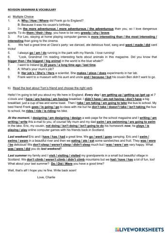 Revision grammar and vocabulary