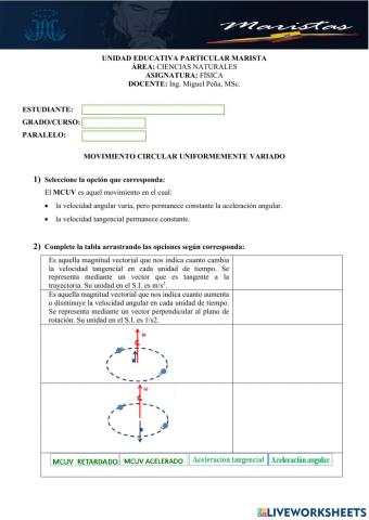 Movimiento Circular Uniforme - 1ero BGU