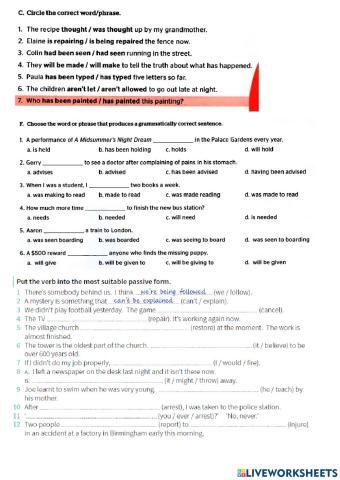 Passive voice - exercises
