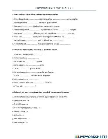Comparatifs et superlatifs