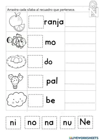 Sílabas con letra n