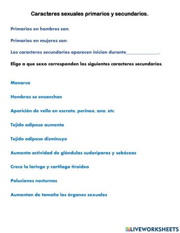 Caracteres sexuales primarios y secundarios