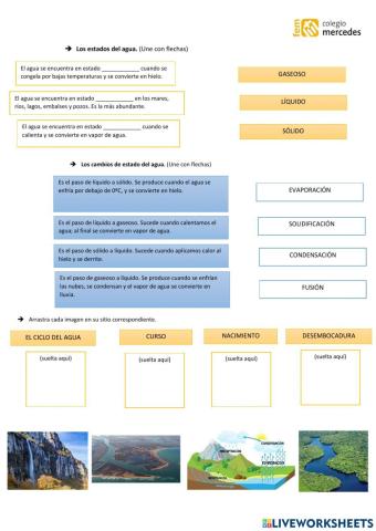 Los estados del agua y los elementos de los ríos