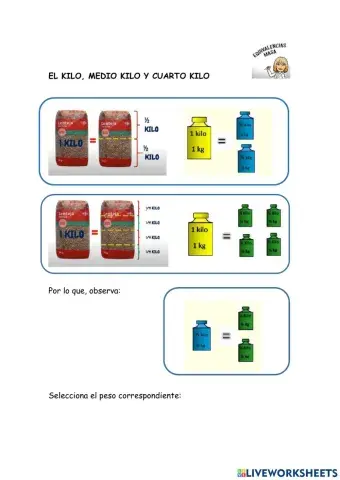 Kilo, medio kilo y cuarto kilo