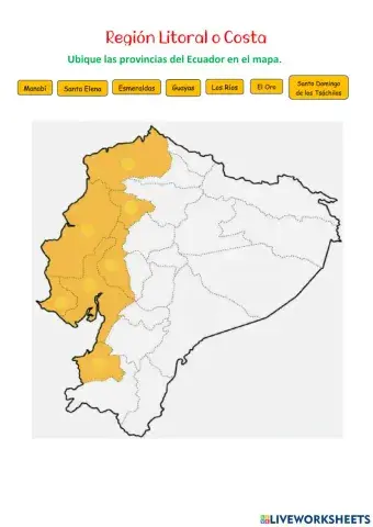 Provincias y Capitales de la región Litoral o Costa