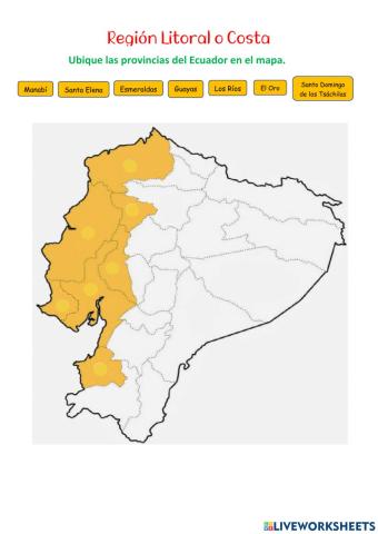 Provincias y Capitales de la región Litoral o Costa