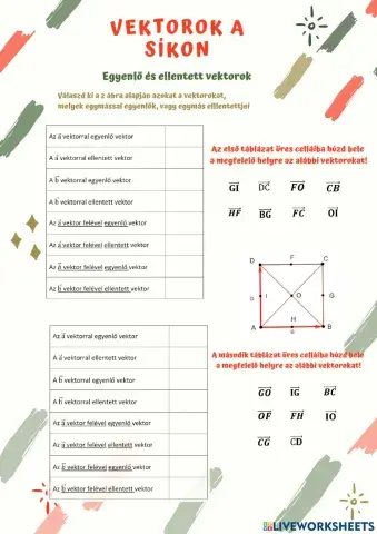 Vektorok-ellentett, egyenlő vektorok