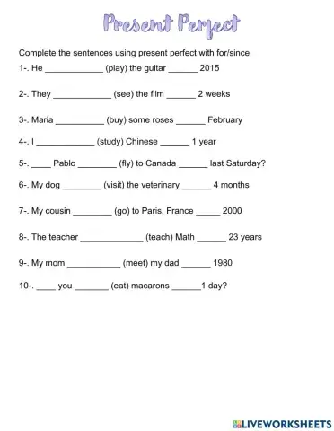 Present Perfect with since-for