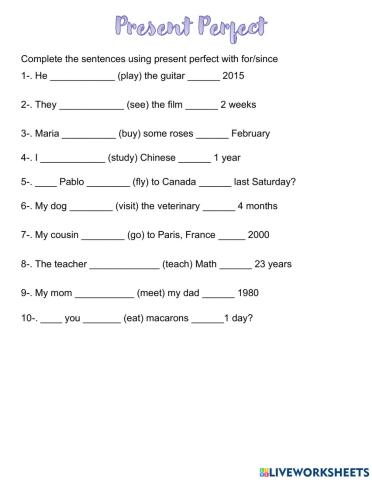 Present Perfect with since-for
